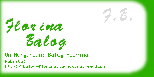 florina balog business card